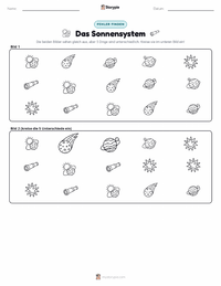 Das Sonnensystem druckbare Arbeitsblatt Vorschau