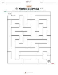Nicolaus Copernicus afdrukbare werkblad voorbeeld