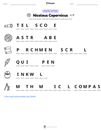 Nicolaus Copernicus printable worksheet preview