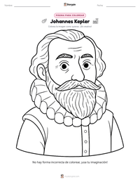 Página para colorear de Johannes Kepler para niños