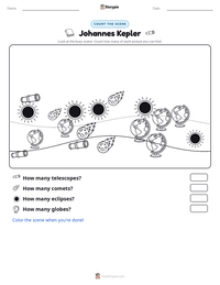 Johannes Kepler printable worksheet preview