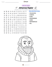 Vista previa de la hoja de trabajo imprimible de Johannes Kepler