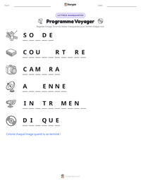 Aperçu de la feuille de travail imprimable Programme Voyager