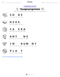 Voyagerprogramma afdrukbare werkblad voorbeeld