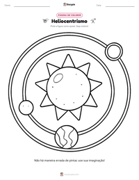 Prévia da folha de atividades imprimível Heliocentrismo