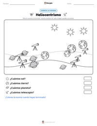 Vista previa de la hoja de trabajo imprimible de Heliocentrismo