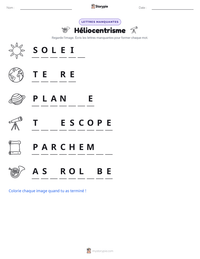Aperçu de la feuille de travail imprimable Héliocentrisme