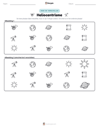Heliocentrisme afdrukbare werkblad voorbeeld