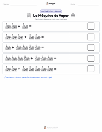 Vista previa de la hoja de trabajo imprimible de La Máquina de Vapor