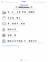 Podgląd drukowalnego arkusza ćwiczeń Silnik parowy