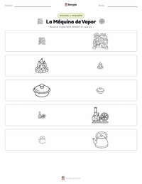 Vista previa de la hoja de trabajo imprimible de La Máquina de Vapor
