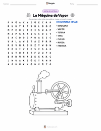 Vista previa de la hoja de trabajo imprimible de La Máquina de Vapor