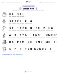 James Watt druckbare Arbeitsblatt Vorschau