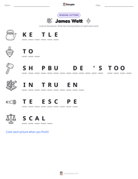 James Watt printable worksheet preview