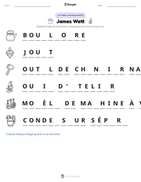 Aperçu de la feuille de travail imprimable James Watt