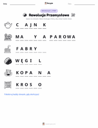 Podgląd drukowalnego arkusza ćwiczeń Rewolucja przemysłowa