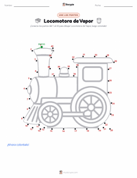 Vista previa de la hoja de trabajo imprimible de Locomotora