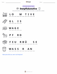 Lokomotive druckbare Arbeitsblatt Vorschau