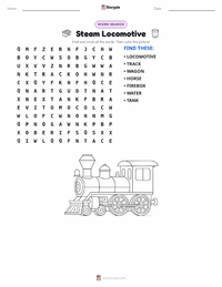 Steam Locomotive printable worksheet preview