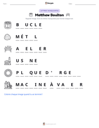 Aperçu de la feuille de travail imprimable Matthew Boulton