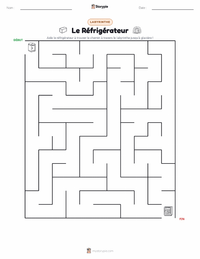 Aperçu de la feuille de travail imprimable Le Réfrigérateur