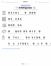 Vista previa de la hoja de trabajo imprimible de El Refrigerador