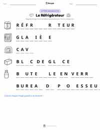 Aperçu de la feuille de travail imprimable Le Réfrigérateur