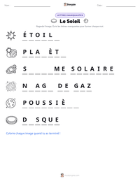 Aperçu de la feuille de travail imprimable Le Soleil