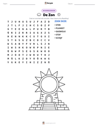 De Zon afdrukbare werkblad voorbeeld
