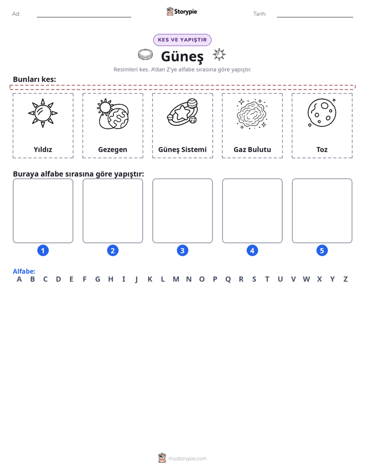 Kes & Yapıştır Alfabe