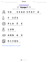 Aperçu de la feuille de travail imprimable Voyager 1