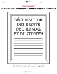 Vista previa de la hoja de trabajo imprimible de Declaración de los Derechos del Hombre y del Ciudadano
