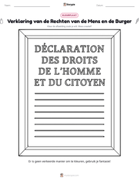 Verklaring van de Rechten van de Mens en de Burger afdrukbare werkblad voorbeeld