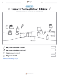 İnsan ve Yurttaş Hakları Bildirisi yazdırılabilir çalışma sayfası önizlemesi