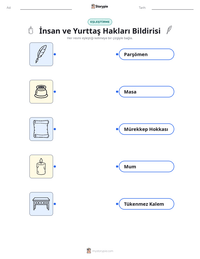 İnsan ve Yurttaş Hakları Bildirisi yazdırılabilir çalışma sayfası önizlemesi