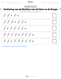 Verklaring van de Rechten van de Mens en de Burger afdrukbare werkblad voorbeeld