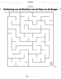 Verklaring van de Rechten van de Mens en de Burger afdrukbare werkblad voorbeeld