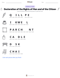 Declaration of the Rights of Man and of the Citizen printable worksheet preview