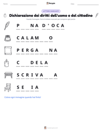 Anteprima della scheda stampabile di Dichiarazione dei diritti dell'uomo e del cittadino