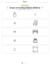 İnsan ve Yurttaş Hakları Bildirisi yazdırılabilir çalışma sayfası önizlemesi