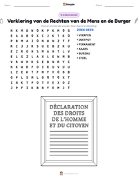 Verklaring van de Rechten van de Mens en de Burger afdrukbare werkblad voorbeeld