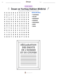 İnsan ve Yurttaş Hakları Bildirisi yazdırılabilir çalışma sayfası önizlemesi