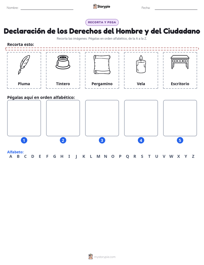 Cortar y Pegar el Alfabeto
