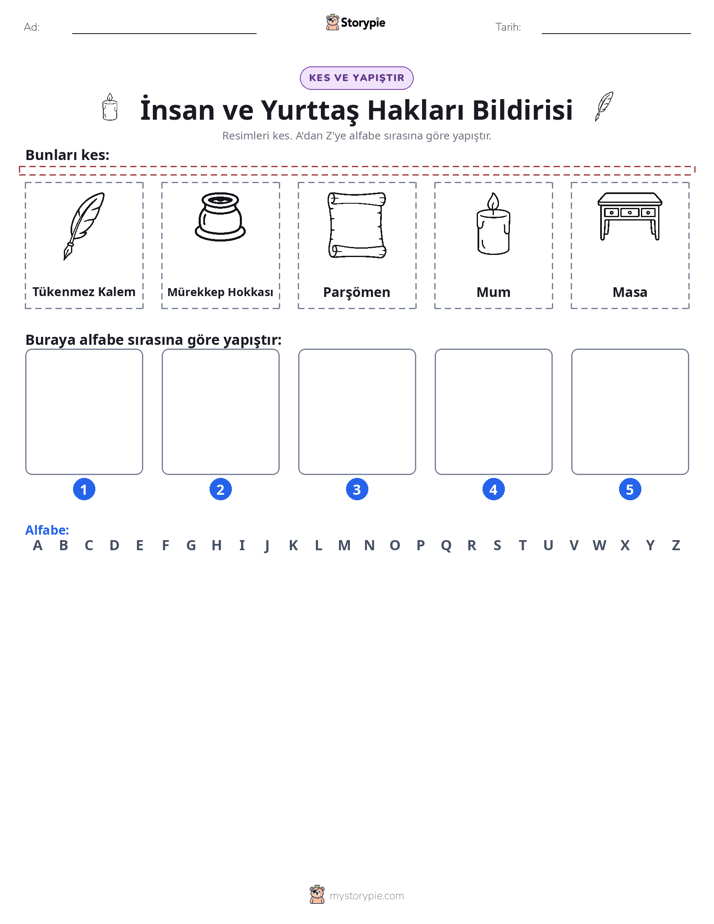 Kes & Yapıştır Alfabe