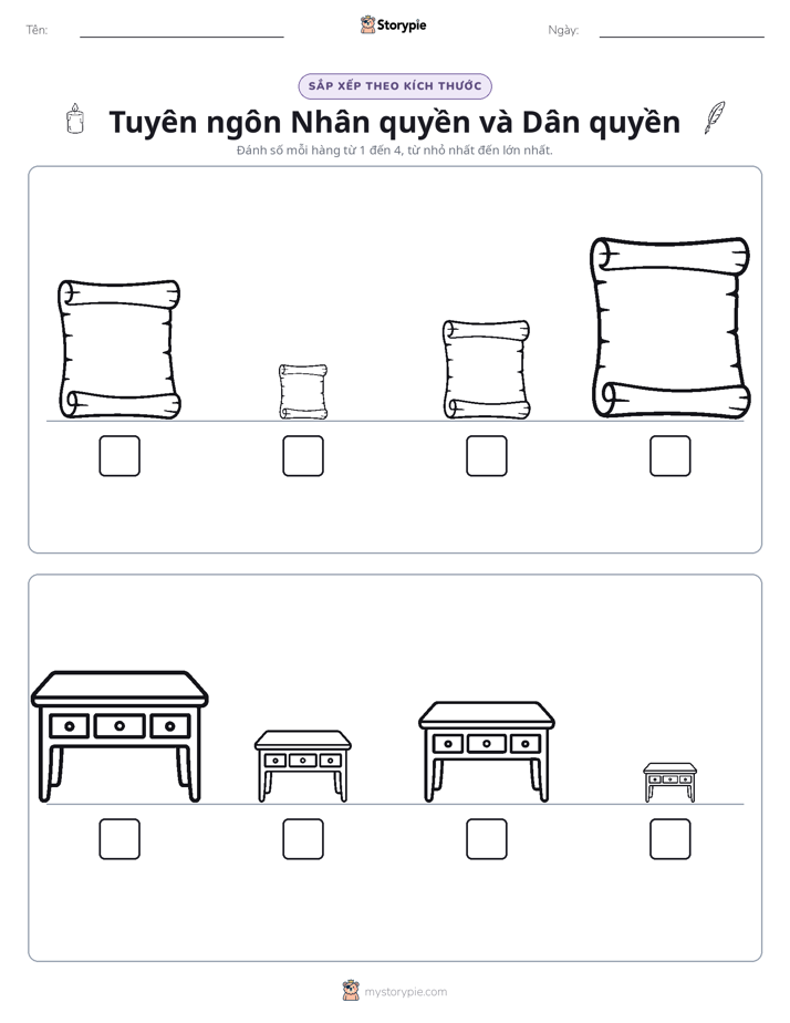 Thứ Tự Kích Thước