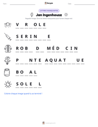 Aperçu de la feuille de travail imprimable Jan Ingenhousz