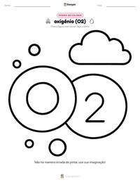 Página de colorir oxigênio (O2) para crianças
