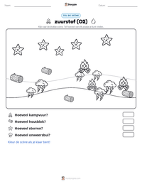zuurstof (O2) afdrukbare werkblad voorbeeld