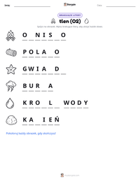 Podgląd drukowalnego arkusza ćwiczeń tlen (O2)