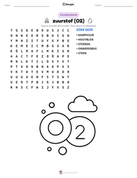 zuurstof (O2) afdrukbare werkblad voorbeeld